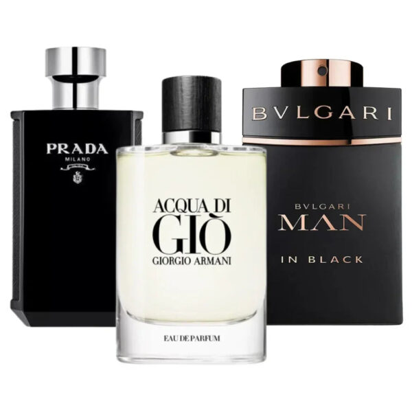 Bvlgari in Schwarz, Giorgio Armani Acqua di Gio, L’Homme Prada Intensive